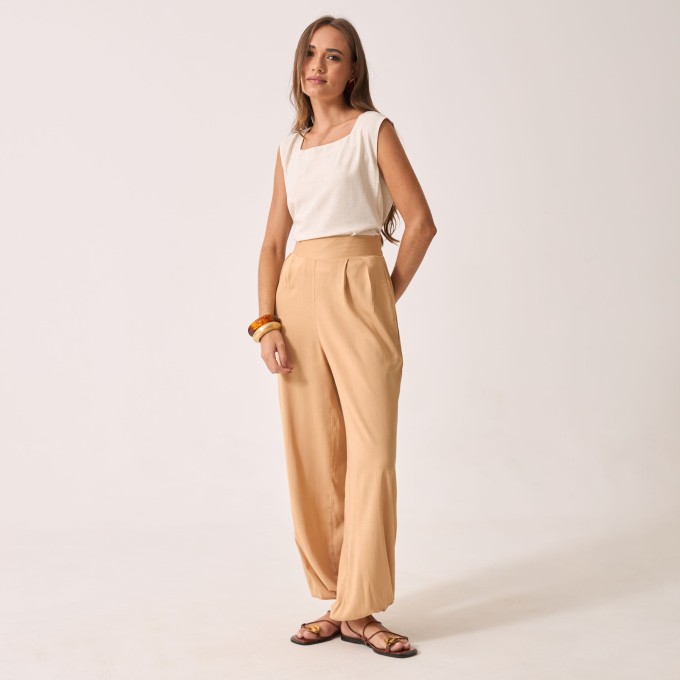 Calça Viscolinho Luiza Bege